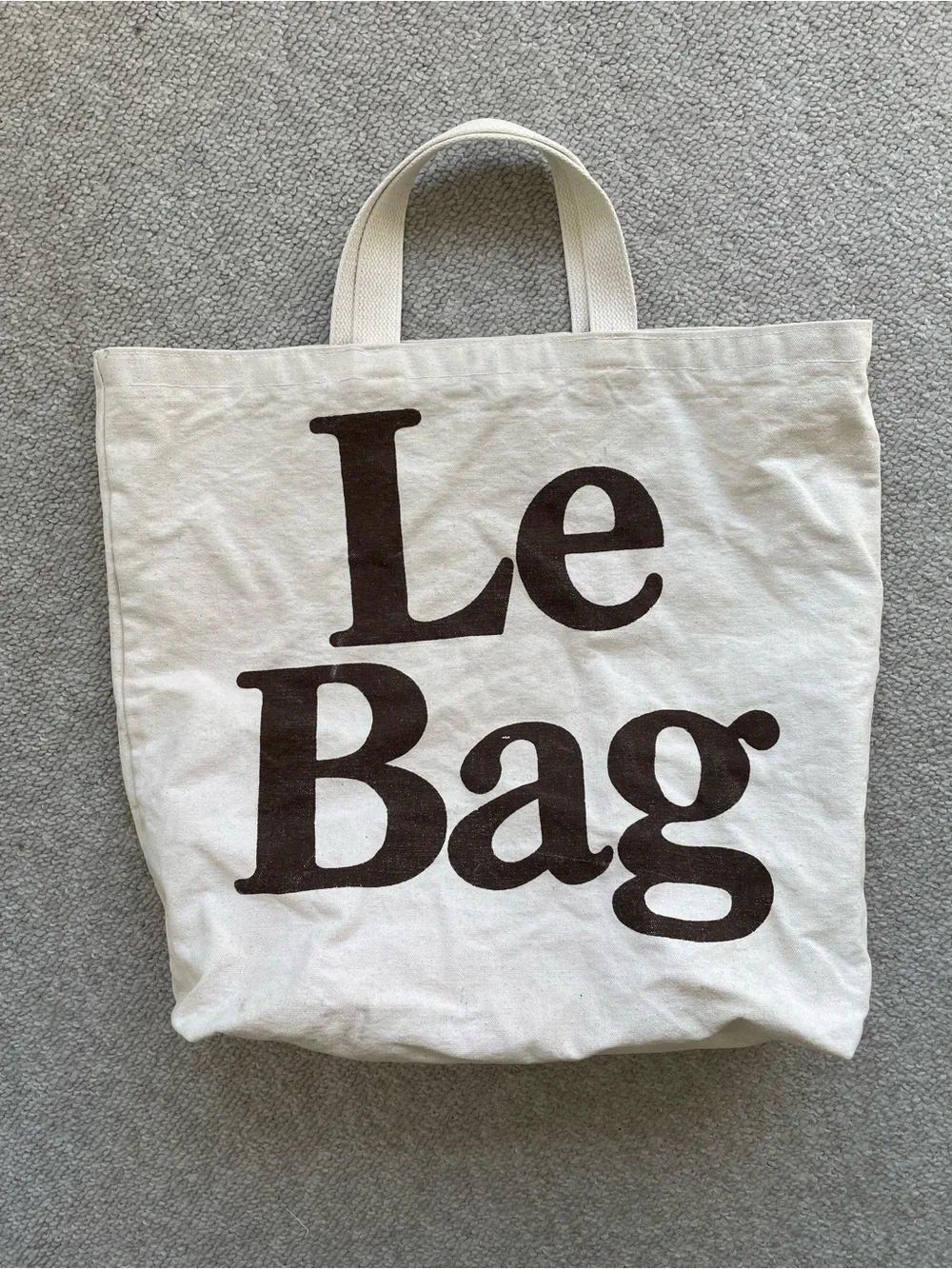 Vintage 80s Le Bag Cream Canvas Tote Bag, Cotton Canvas